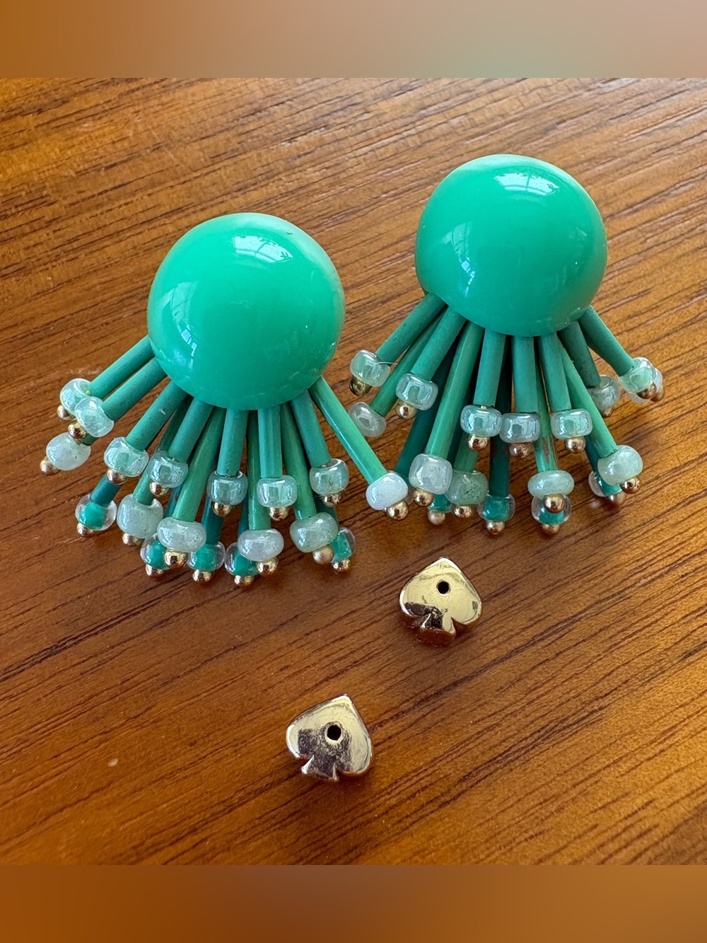 Kate Spade Mint Green Beaded Fringe Dome Earrings
